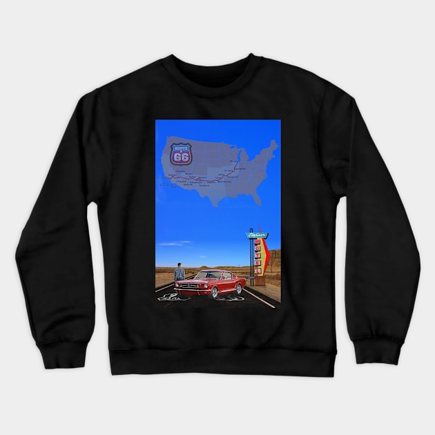 Skyliner Motel Route 66 Crewneck Sweatshirt by Mark Richards